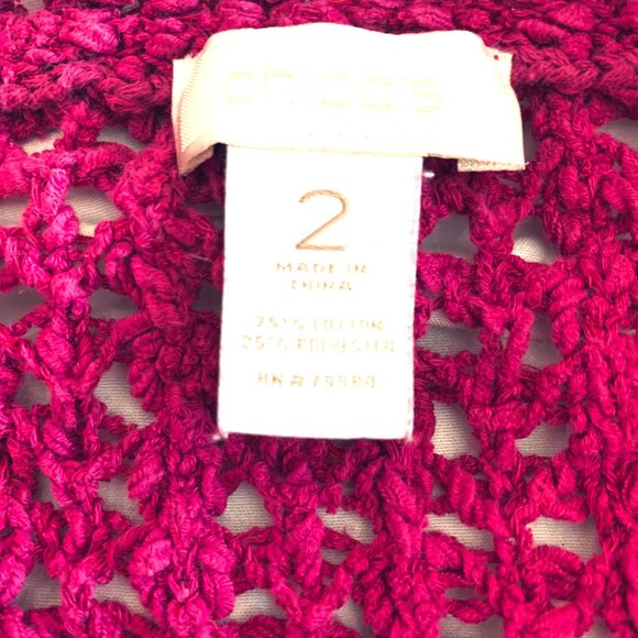 CHICO’S SWEATER Open Weave 3/4 Raglan Sleeves Pink M/L - Picture 3 of 10